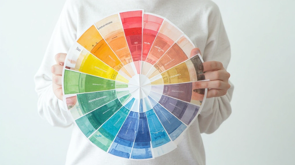 Complementary color wheel showing relationships between primary colors, secondary colors, and tertiary color combinations